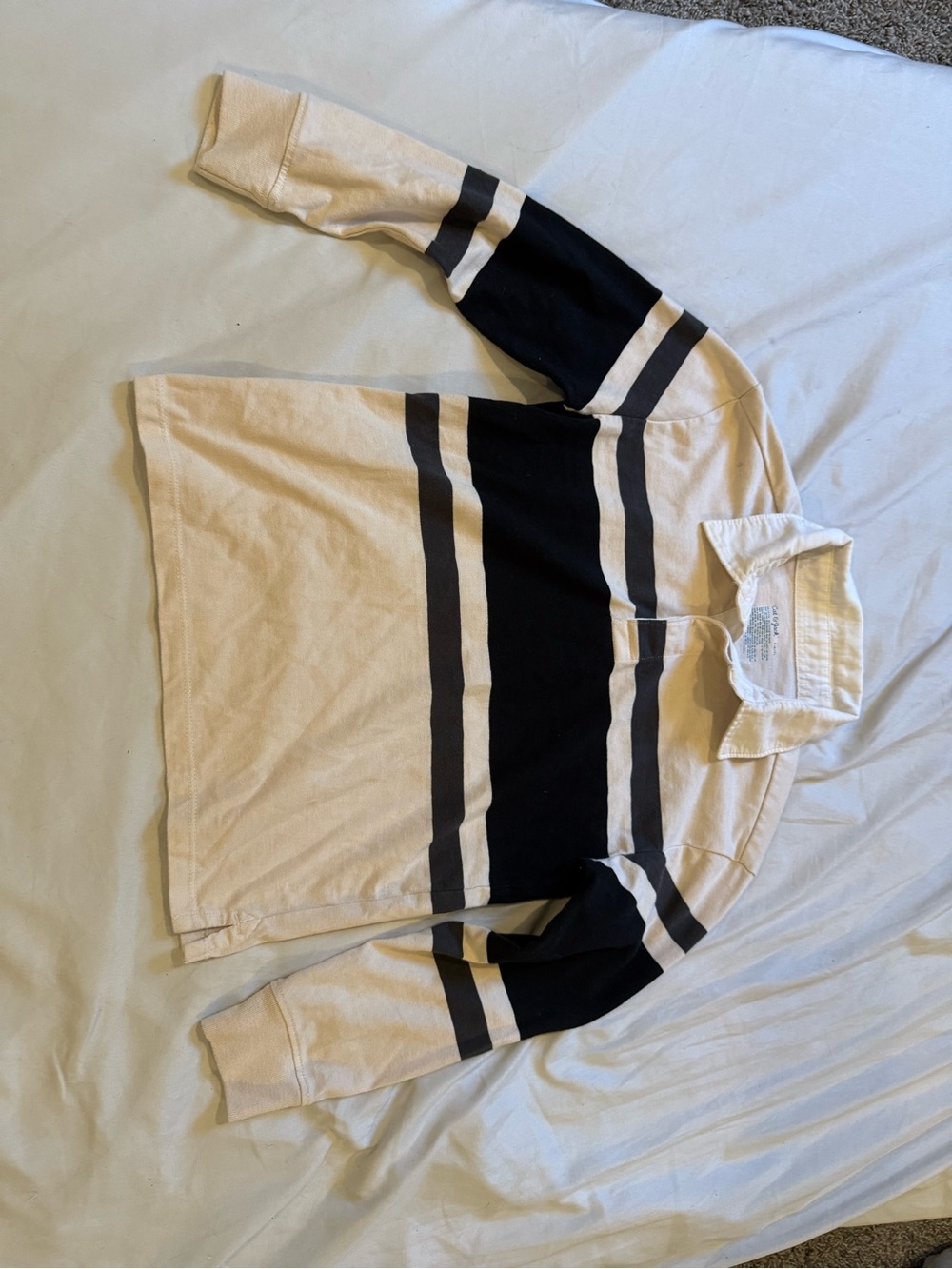 Cat & Jack Cream and Black Striped Crewneck Rugby Shirt